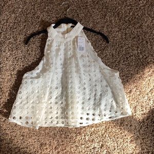 Large top with a sort of bubble print to it.